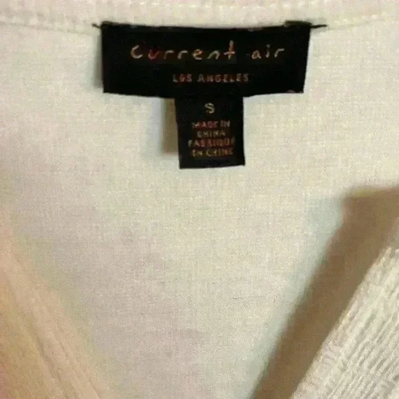 Anthropologie RARE Jacquie Lace Sleeved Top SM by Current Air Ivory Split V Neck - Picture 3 of 10